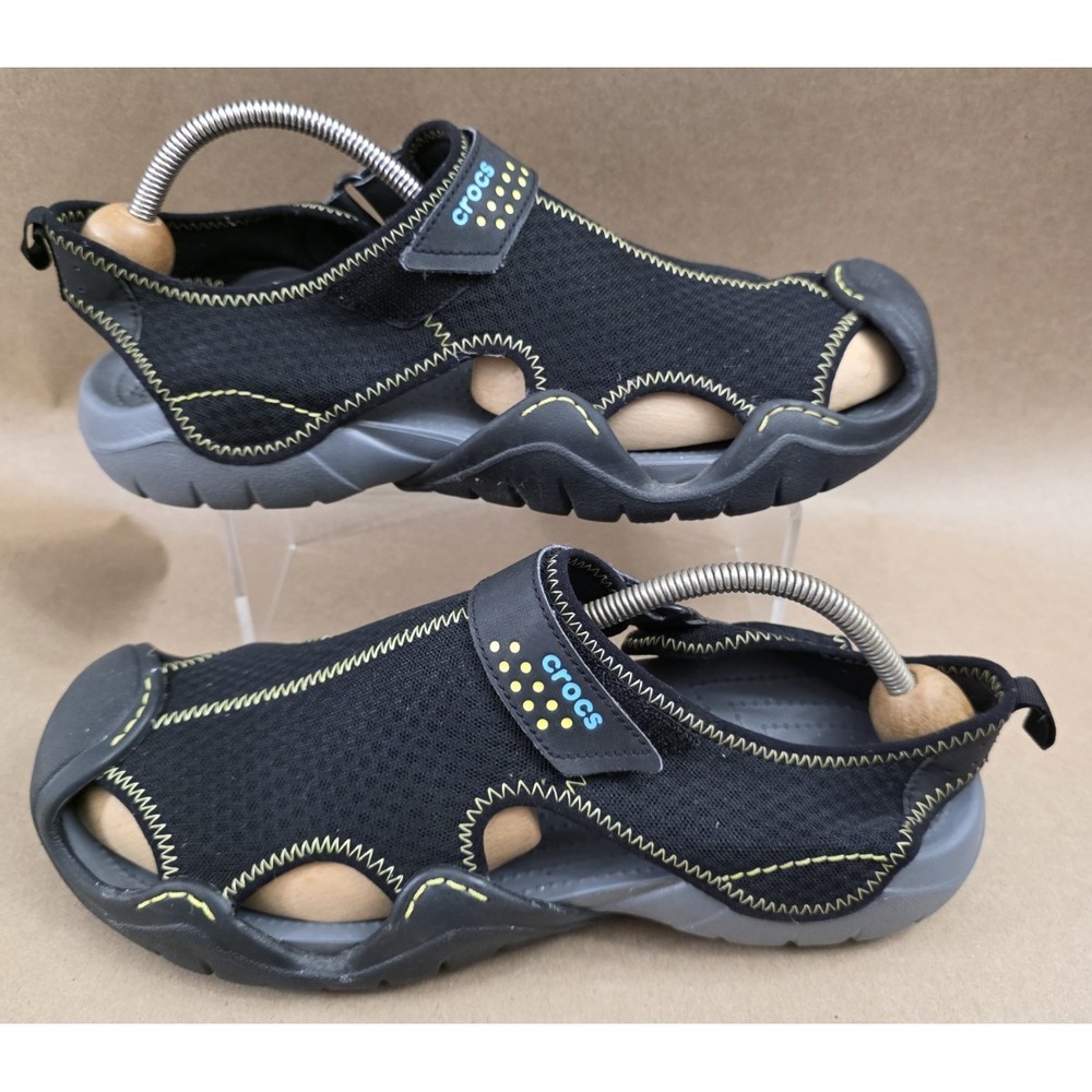 Crocs Men's (Size 12) Black SwiftWater Mesh Fisherman Deck Sandals Water Shoes